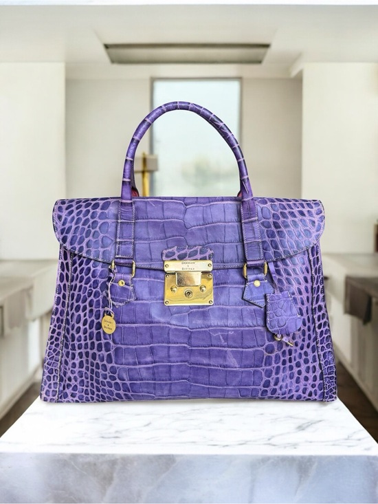 Dooney & Bourke Handbags - Rare Dooney & Bourke Alto Vintage Large Satchel Crocodile Embossed Leather Italy